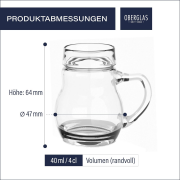 Oberglas Williams Pure Schnapsgläser mit Henkel 40 ml / Digeifst Gläser in Birnenform/Schnapsgläser 4 cl mit Kordel