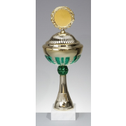 Pokal Jens 34,,cm gold-grün; Marmor 75x30mm E1398